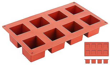 Moule pour biscuits en forme de cube, en silicone, 8 cavités, 5x5x5 cm | CONTACTO 6644/050