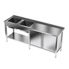 Table en acier inoxydable avec évier à 2 bacs 210x60x85 cm | FORGAST