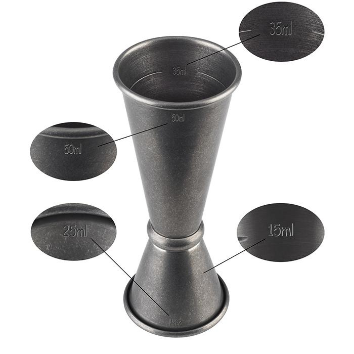 Mesure à cocktail double 25-50 ml, acier vintage | APS 93355
