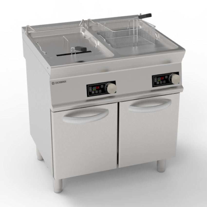 Friteuse électrique à 2 cuves sur base - capacité 2x17 L | TECNOINOX 716129