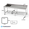 Table en acier inoxydable avec évier 1 bac 230x60x85 cm | FORGAST