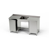 Table en acier inoxydable avec évier 1 bac et 2 placards 150x70x85 cm | FORGAST