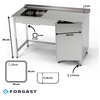 Table inox avec évier 1 bac et placard 200x60x85 cm | FORGAST
