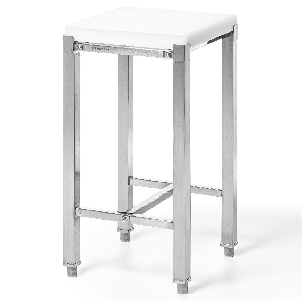 Billot de boucher en polyéthylène, 40x40 cm, hauteur 80 cm, plateau 5 cm, sur base | FORGAST FG12242