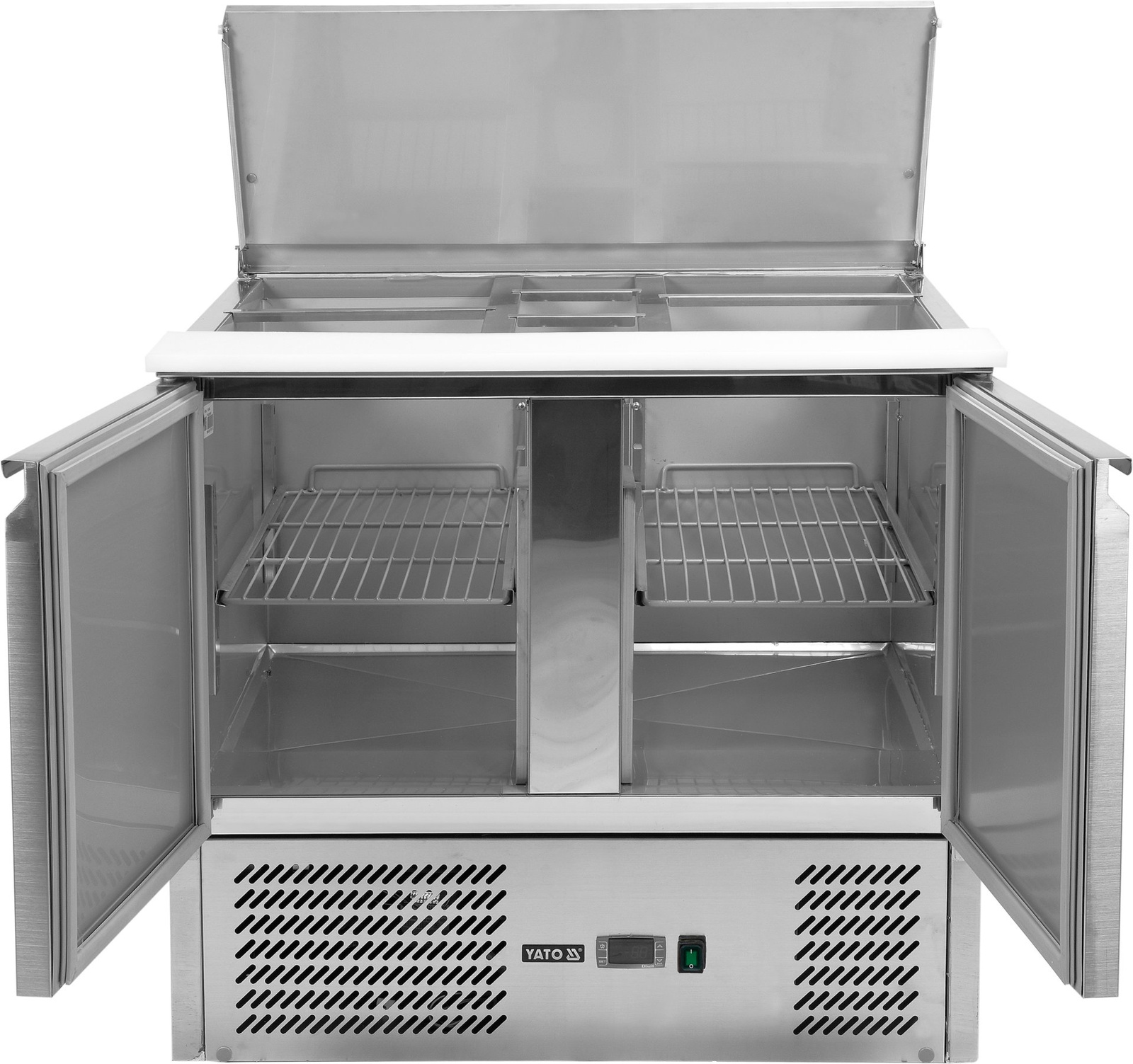 Table réfrigéré 2-portes pour salades avec couvercle inox | YATO YG-05262