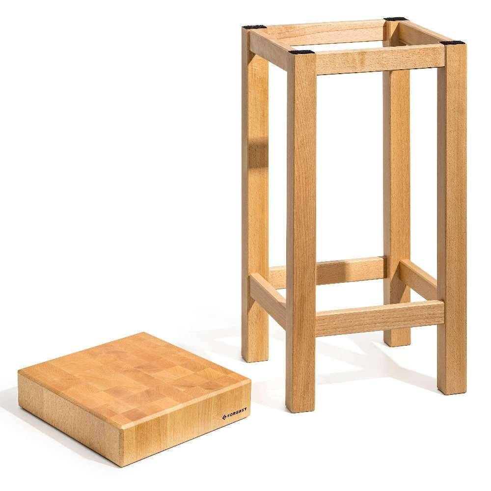 Billot de boucher en bois, 40x50 cm, plateau 20 cm, sur piétement | FORGAST FG12241