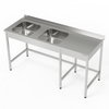 Table en acier inoxydable avec évier à 2 bacs 200x60x85 cm | FORGAST