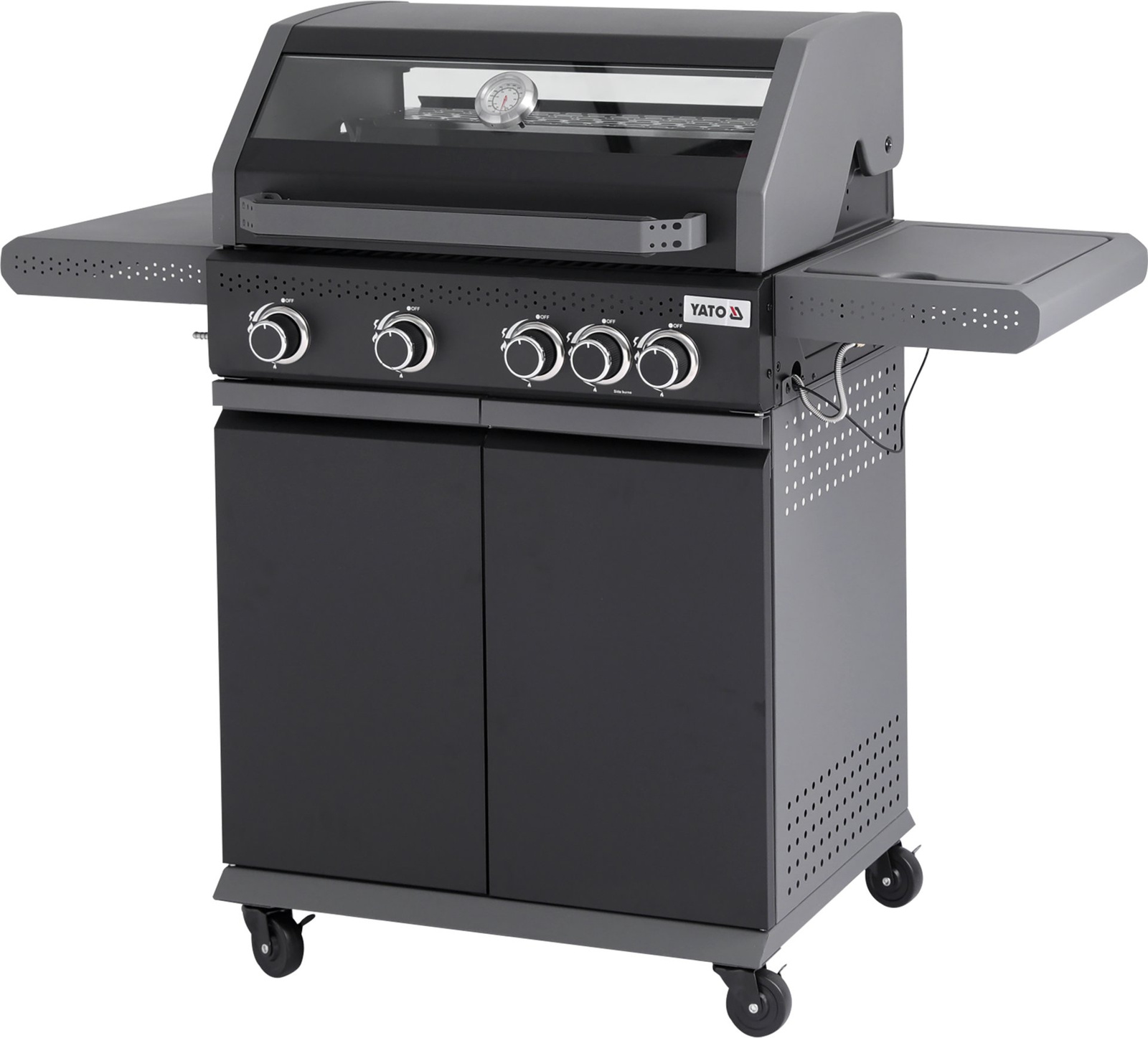 Barbecue à gaz Okaya avec vitre, 5 brûleurs (4+1) | YATO YG-20010