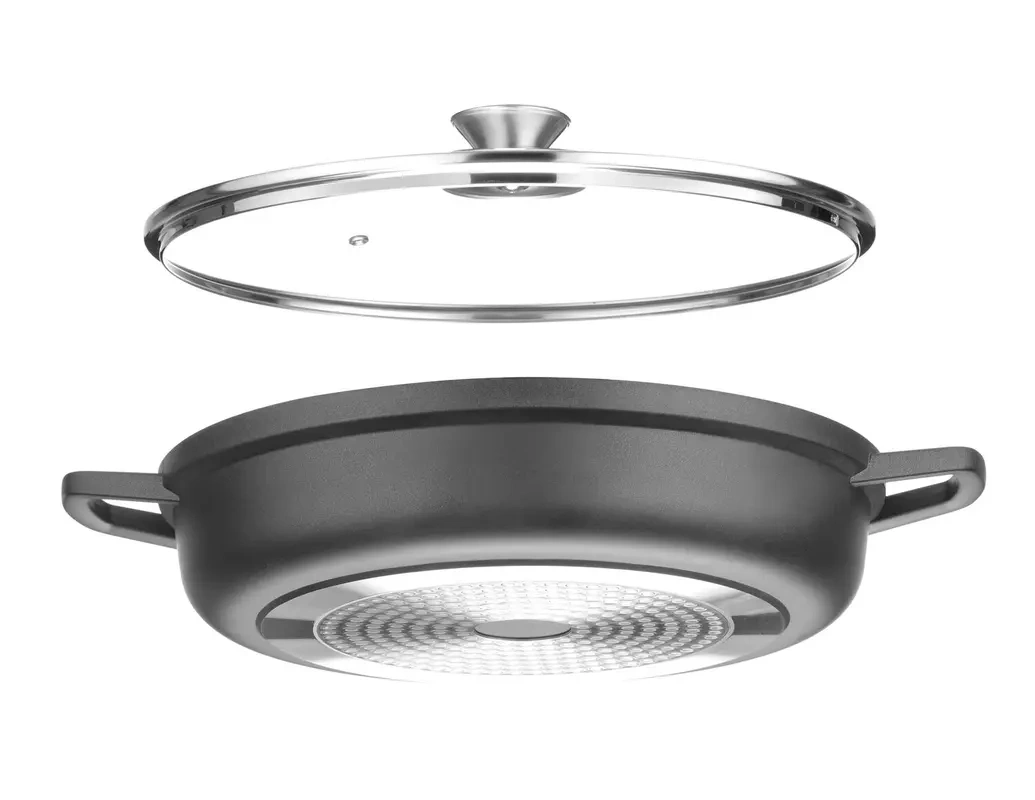 Casserole avec revêtement antiadhésif, 4,3 L, noir, 42,5x33,2x(H)7 cm | HENDI 611012