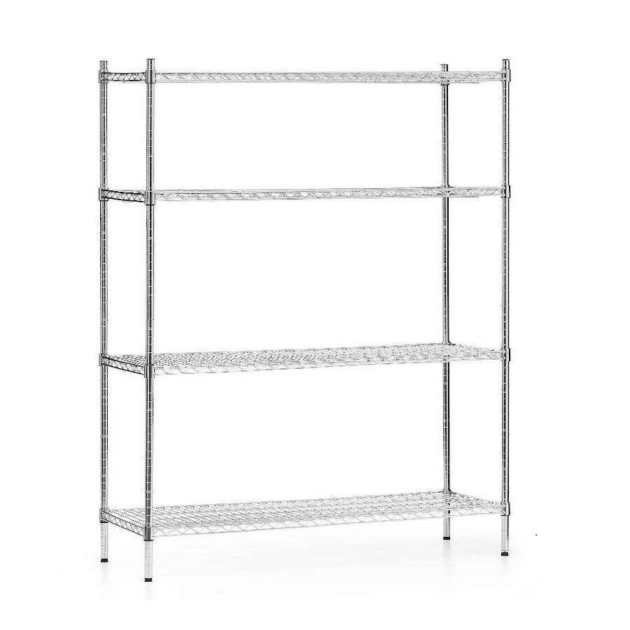Étagère de stockage en acier chromé, 4 étagères, 122x45,5x180 cm pliable | FORGAST FG15133