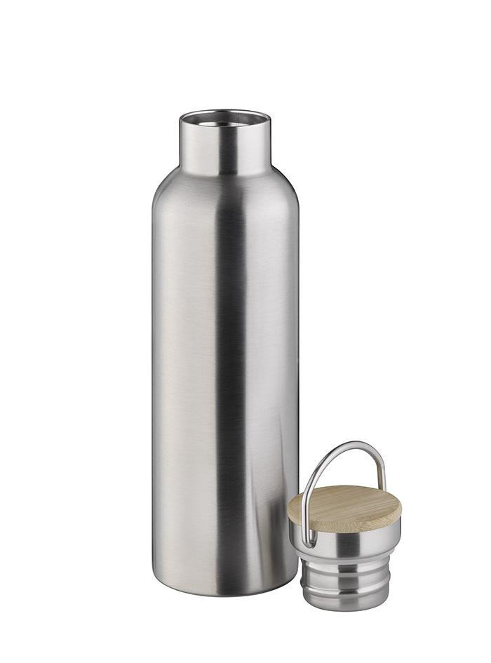 Bouteille isotherme « H2O YEAH! », acier inoxydable, couvercle en bambou, 750 ml | APS 66906
