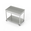 Table de travail en acier inoxydable avec étagère sur roulettes 140x60x85 cm | FORGAST