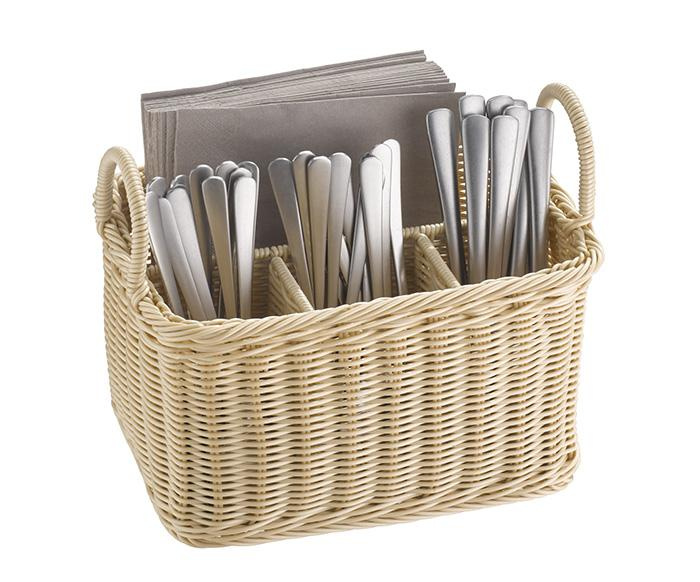 Porte-couverts tressé GN 1/1, ECONOMIC, beige clair, 26x18x19 cm | APS 40179