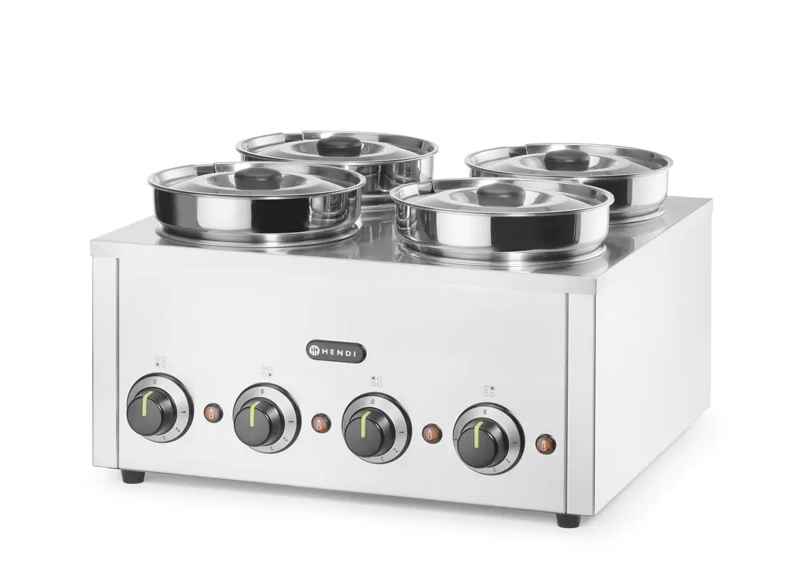 Bain-marie Thermosystem 4, 16 l, 4 compartiments, acier inoxydable | HENDI 201466