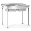 Table en acier inoxydable avec évier à 2 bacs 100x60x85 à visser | FORGAST FG15335