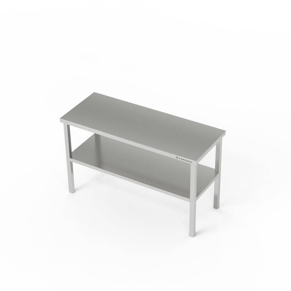 Étagère de table 2 étagères en acier inoxydable 4 pieds 90x30x60 cm | FORGAST
