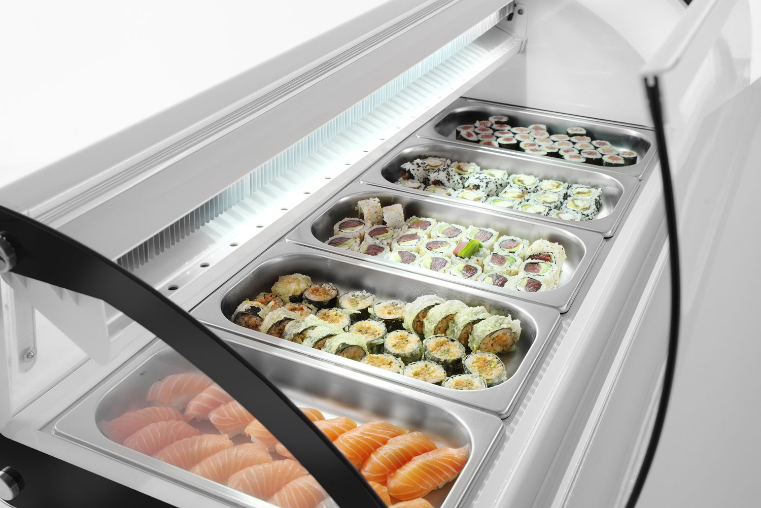 Vitrine réfrigérée pour sushi, 63 l, LED, 3-7°C, 130,7x45x33 cm | HENDI 233757