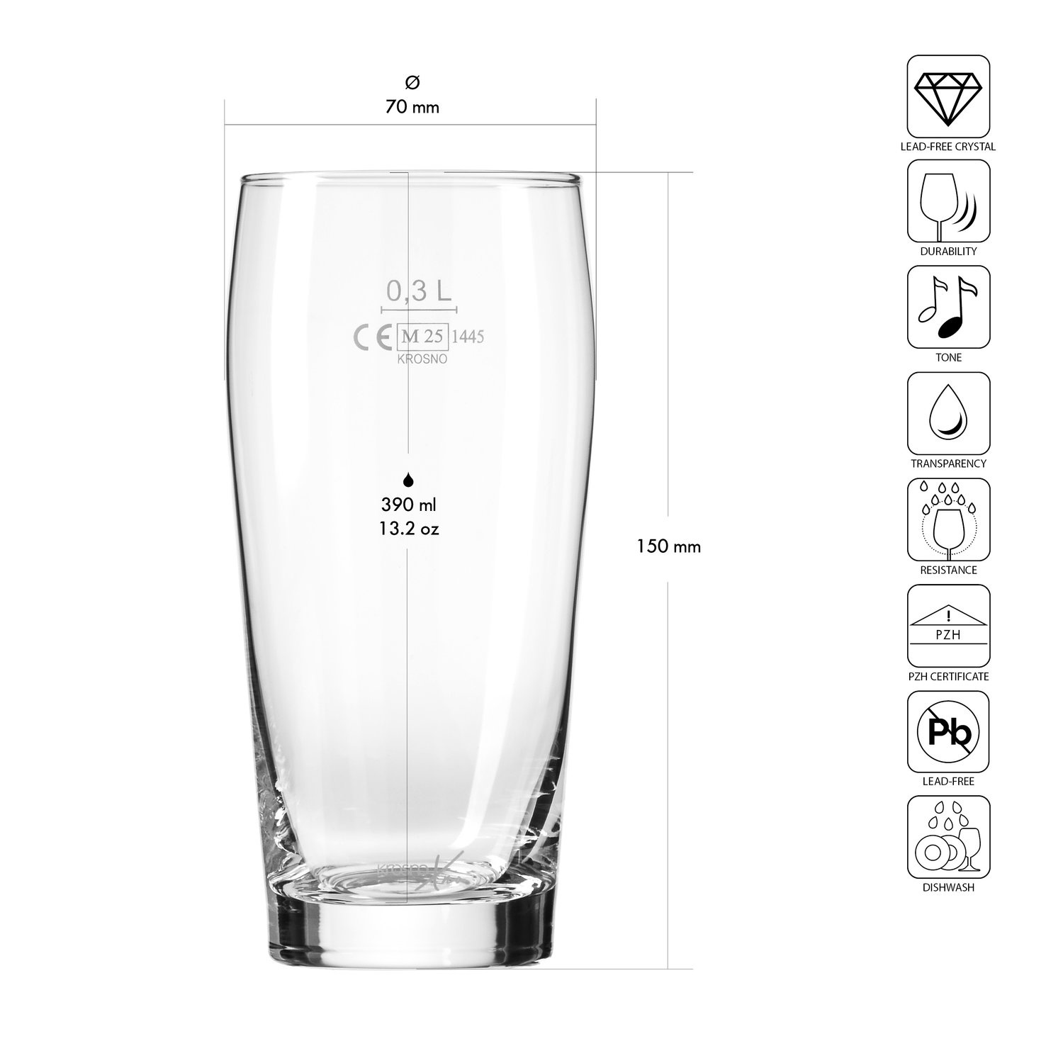 Verres à bière XNO BEER TUMBLER 380 ICE, 380 ml, lot de 6 pièces | KROSNO GLASS F684756033043830