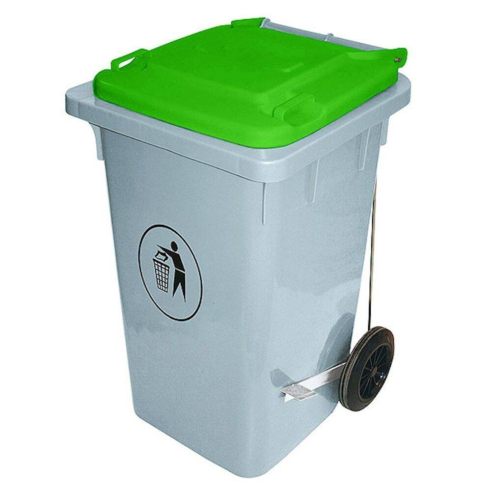 Poubelle avec couvercle 100 L, 52,5 cm de diamètre, 80 cm de hauteur | CONTACTO 3053/106