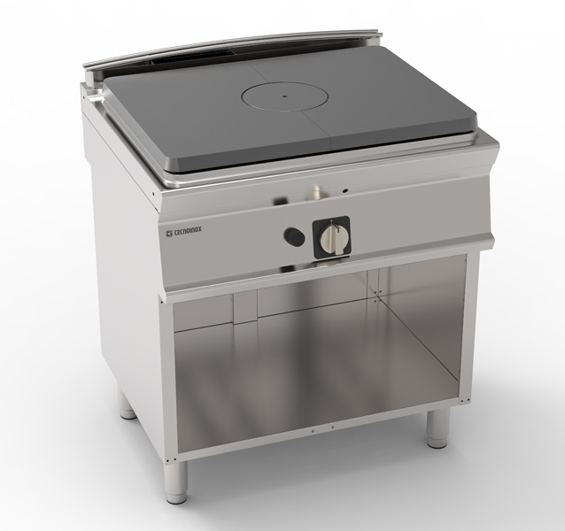 Cuisinière gastronomique à gaz avec plaque solid top et base ouverte | TECNOINOX 713030