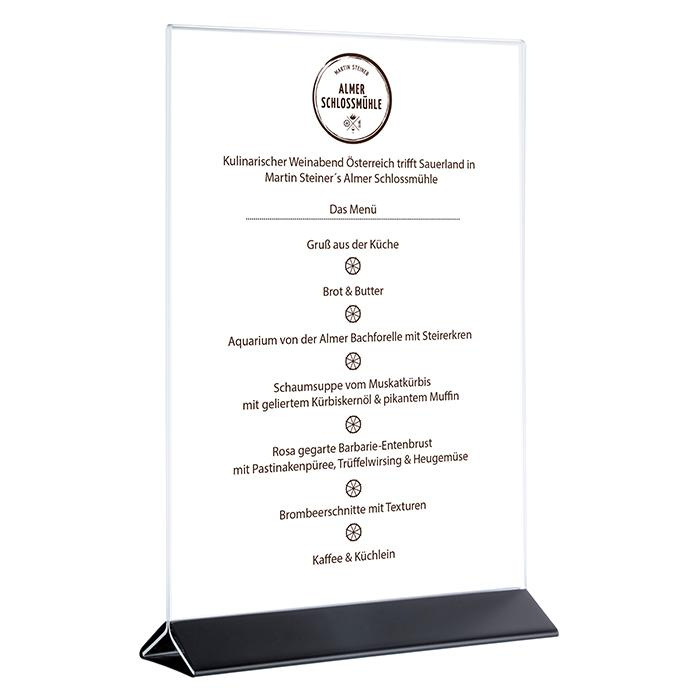 Porte-menu format A6, 2 pièces, 10,5x7x17 cm | APS 71527