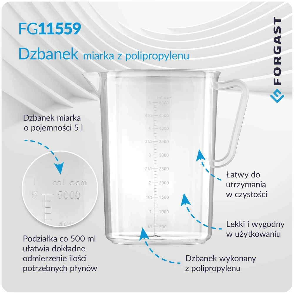 Pichet doseur en polypropylène 5 L | FORGAST FG11559