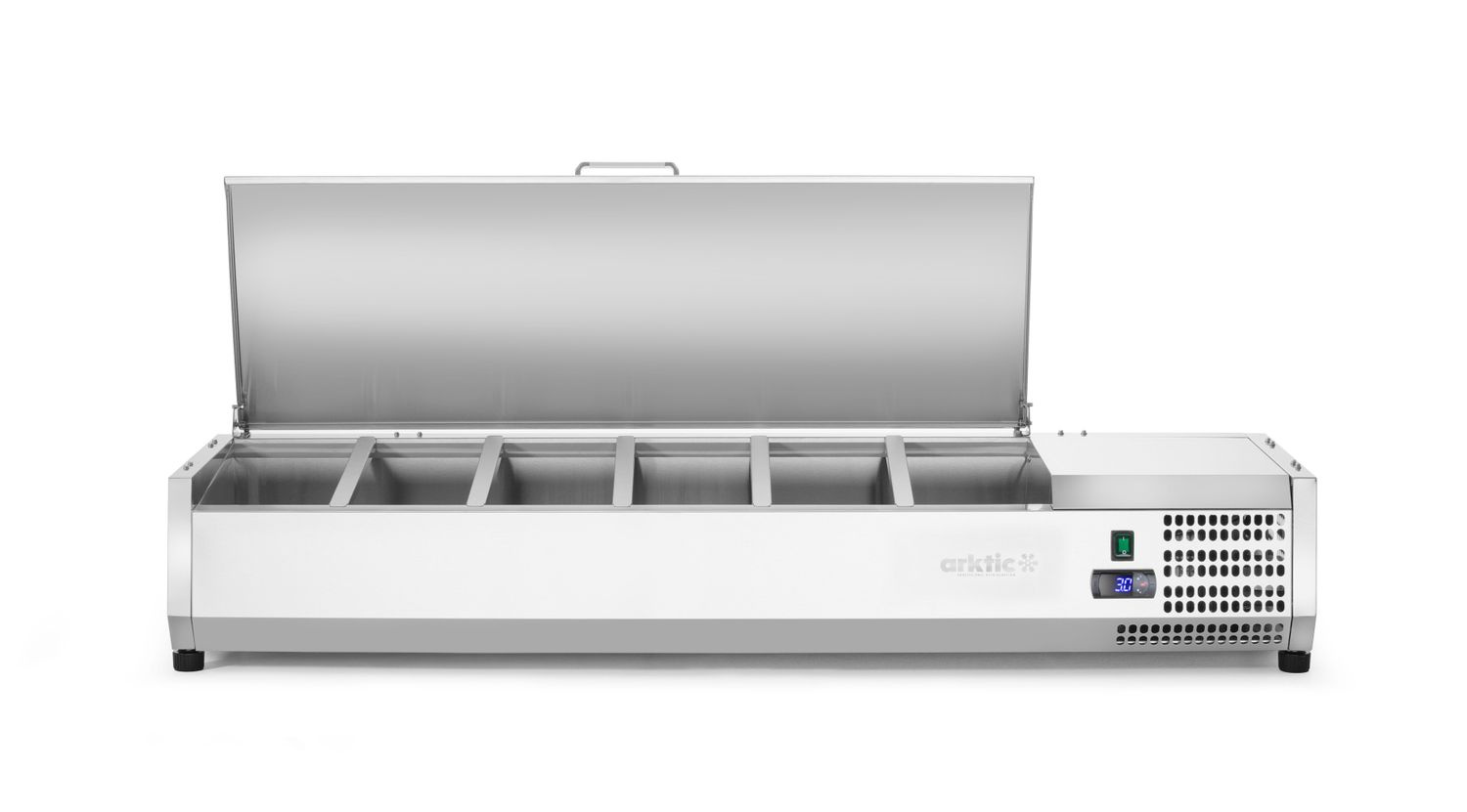 Vitrine réfrigérée avec couvercle 6 GN 1/3, 2-8°C, 0,18 kW | HENDI 233955