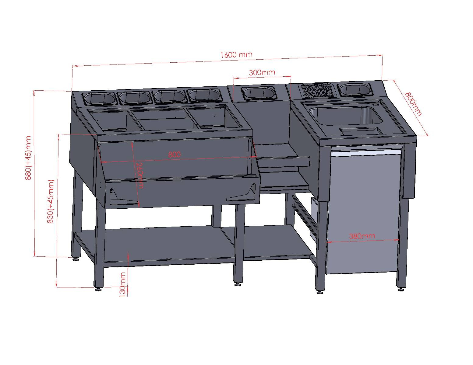 Station de bar 6x GN 1/9 avec rince-verres | FORGAST FG15412