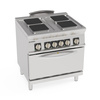 Cuisinière professionnelle électrique 4 foyers carrés avec four GN 2/1 | TECNOINOX 716191