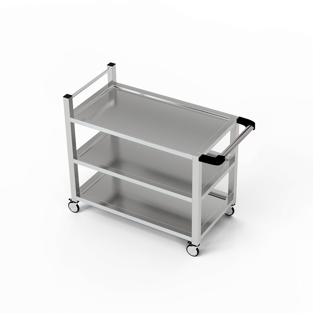Chariot de service en acier inoxydable à 3 étagères 80x70x85 cm | FORGAST