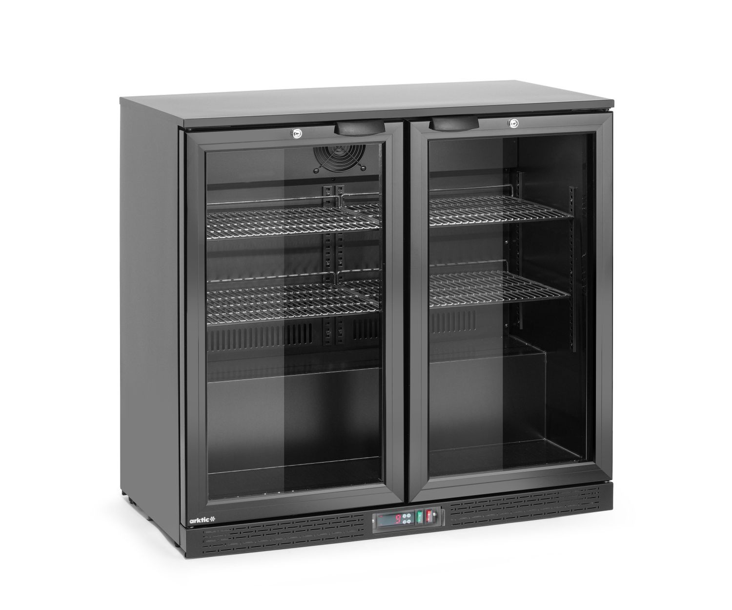 Réfrigérateur de bar pour boissons 158 l, noir, 2 portes, acier laqué, 4 étagères | ARKTIC 236895
