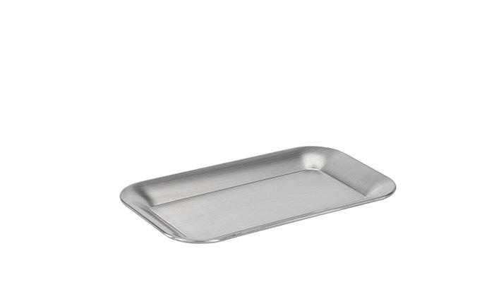 Plateau KAFFEEHAUS ovale à angle droit, avec bord relevé, acier inoxydable, 21,1x12,6x1 cm | APS 30118