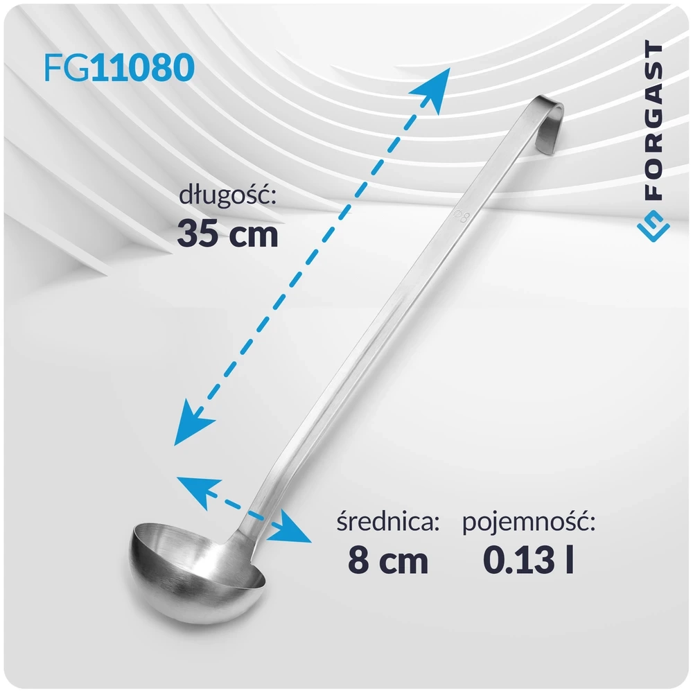 Louche monobloc 130 ml, diamètre 8 cm, longueur 35 cm | FORGAST FG11080