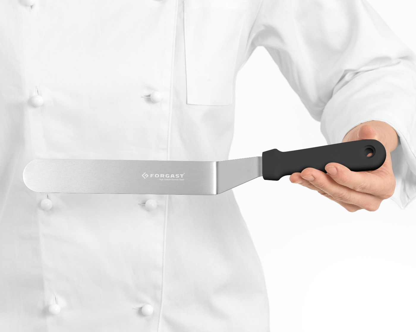 Spatule coudée pour gâteaux, acier inoxydable, 20x4 cm | FORGAST FG11208