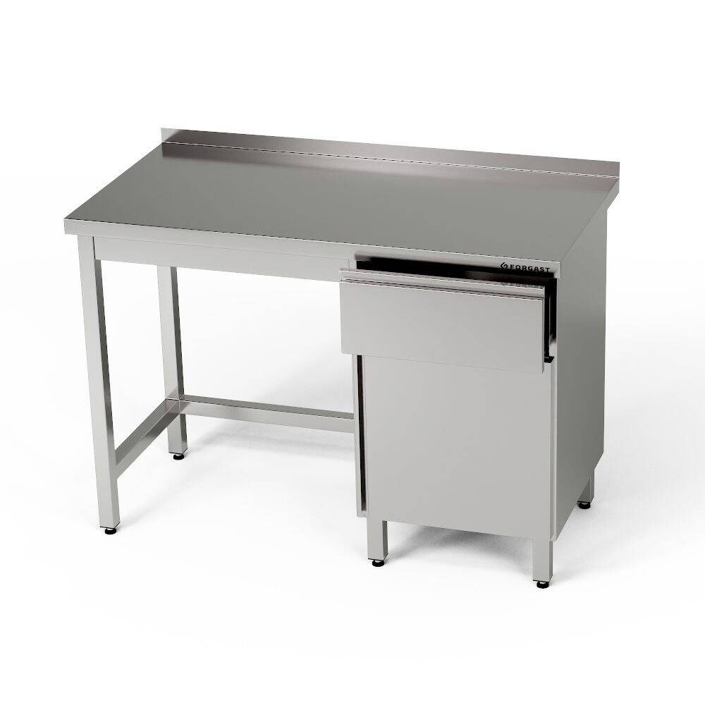 Table de travail en acier inoxydable avec placard et tiroir 180x60x85 cm | FORGAST