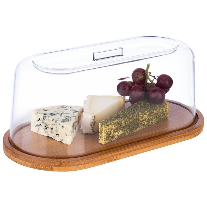 Plateau en bambou avec couvercle en SAN, 28x14x11.5 cm | APS 826