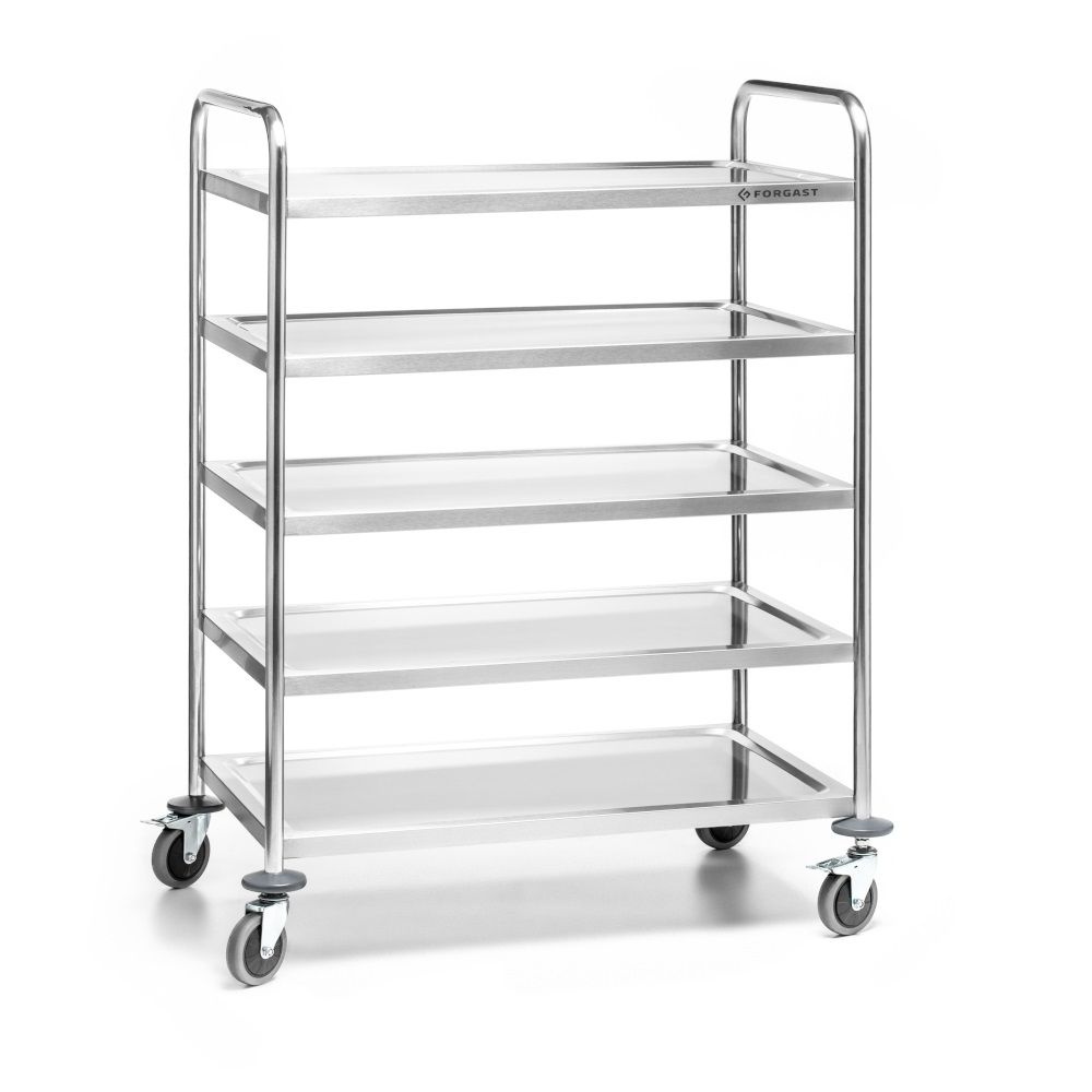 Chariot de service en acier inoxydable à 5 étagères pliable | FORGAST FG01005