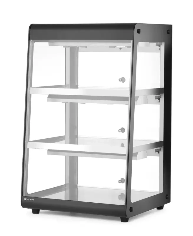 Vitrine chauffante de comptoir, noire, 230 V/500 W, 120 l | HENDI 273760