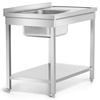 Table en acier inoxydable avec évier 1 bac gauche avec étagère 120x60x85 à visser | FORGAST FG15337