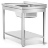 Table inox avec évier 1 bac à droite avec étagère 100x60x85 à visser | FORGAST FG15338