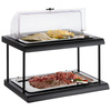 Vitrine de buffet avec insert réfrigérant, à deux niveaux DOPPELDECKER GN 1/1, noir, 60x41x36 cm | APS 11547