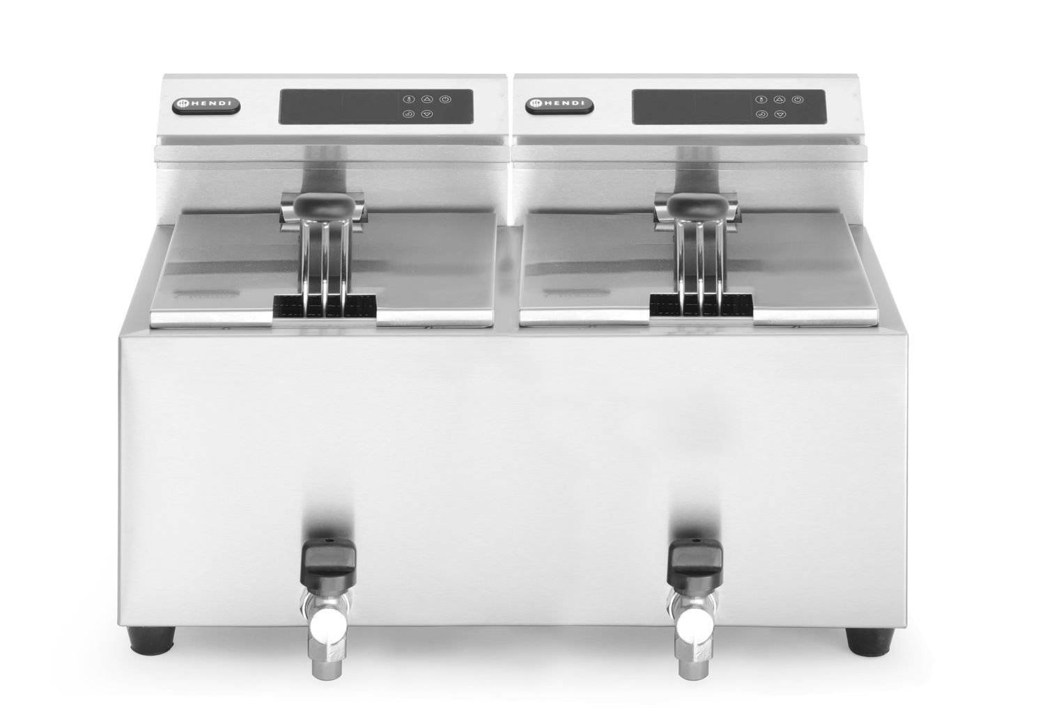 Friteuse électrique avec panneau numérique, robinet de vidange, 2x8 l, 2x3,5 kW | HENDI 207376