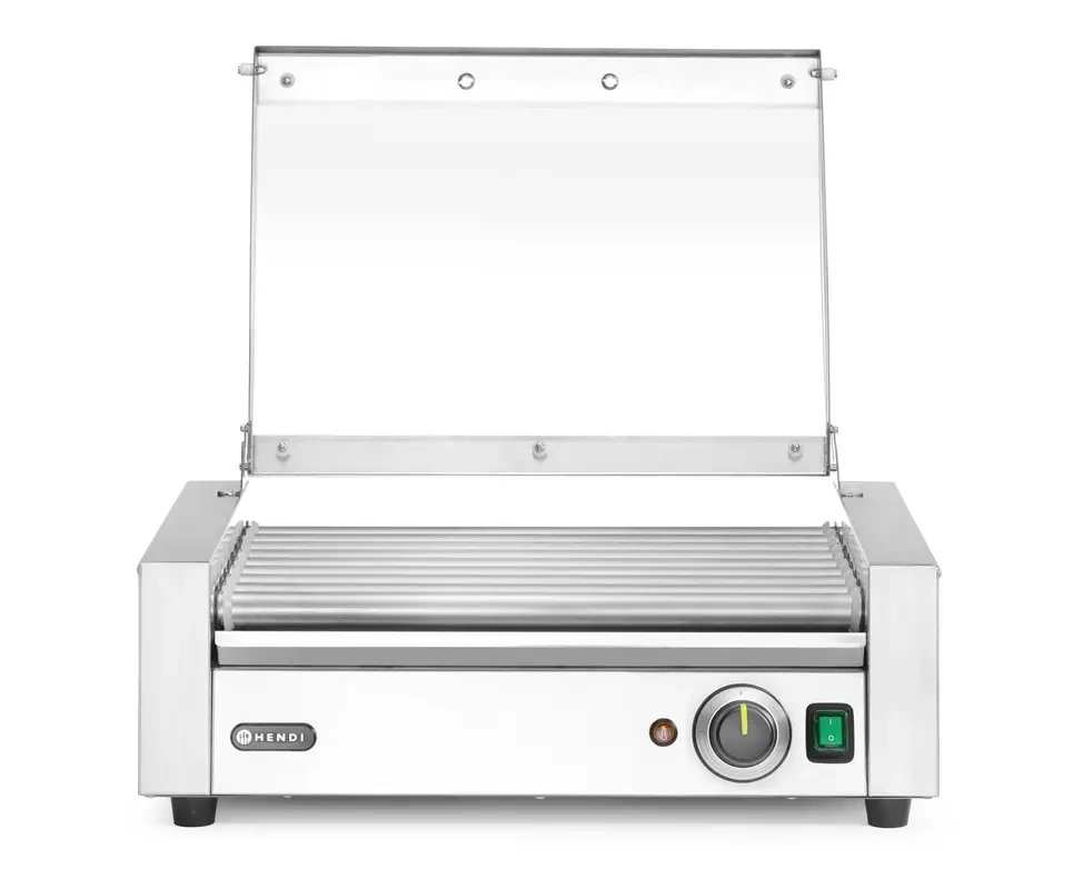 Réchauffeur à rouleaux pour hot-dogs, monozone avec couvercle, 9 rouleaux, 0,79 kW, 230 V | HENDI 268643