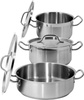 Casserole basse en acier inoxydable - capacité 31,4 l avec couvercle | YATO YG-00045