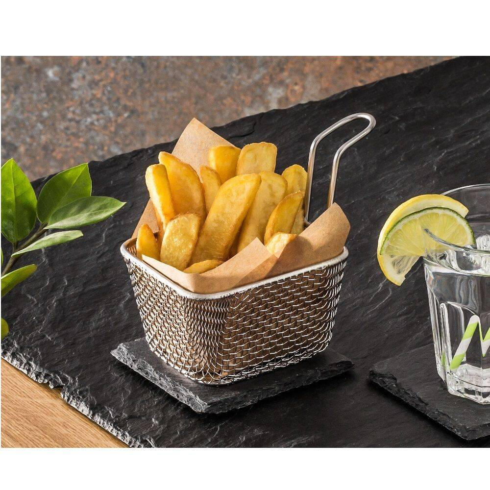 Panier de service pour finger food, 10,5x9x6,5 cm, acier inoxydable | FORGAST FG11519