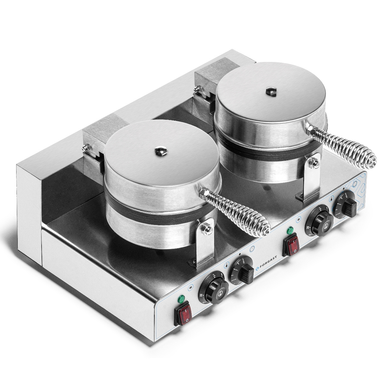 Gaufrier électrique double pour gaufres belges, diam. 18,5 cm, 4 kW, 230 V | FORGAST FG09721