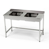 Table en acier inoxydable avec évier à 2 cuves 150x70x85 cm | FORGAST