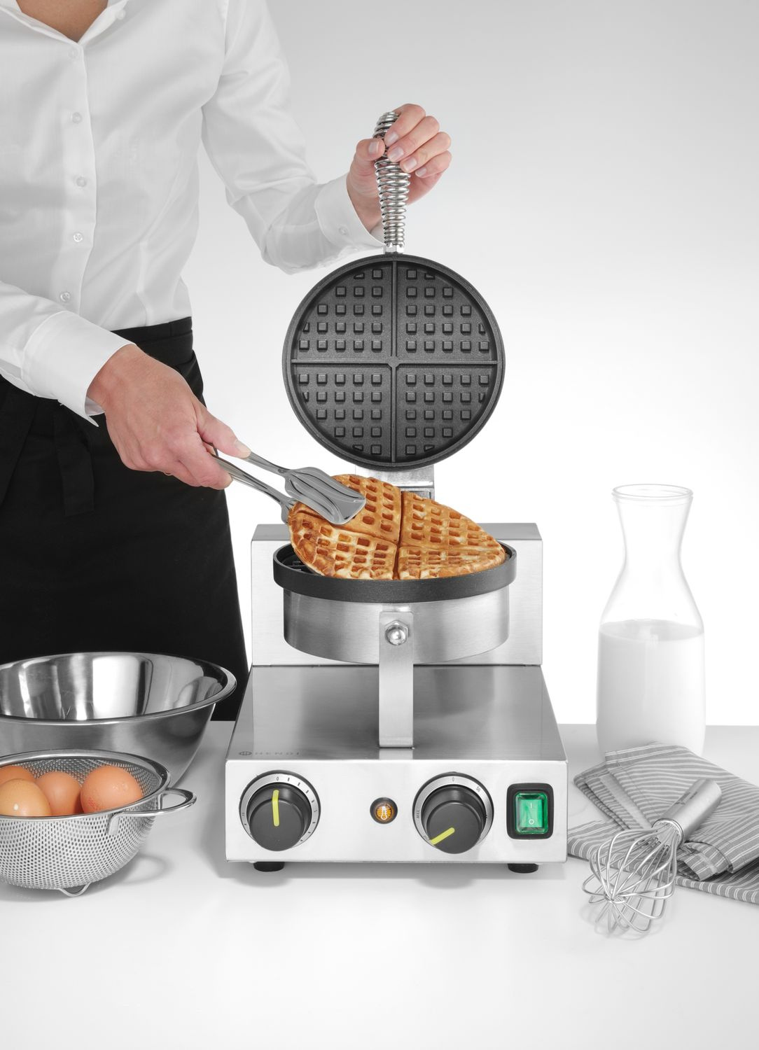 Gaufrier électrique rond, 4x 1/4 gaufre, 1 kW, 230 V | HENDI 212172