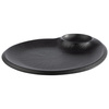 Assiette NERO avec coupelle pour dips, noir, 30x25x2.5 cm | APS 85075