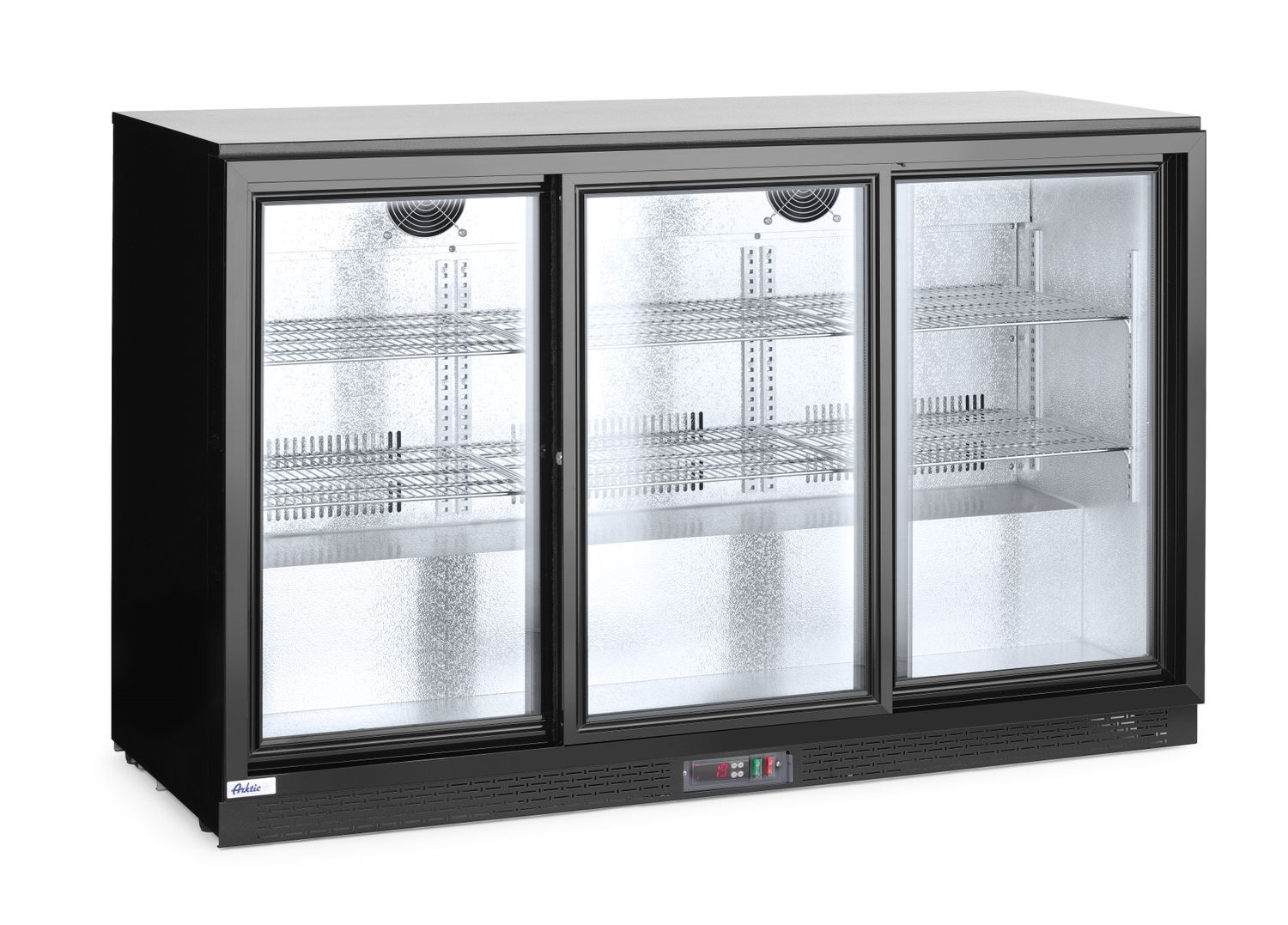 Réfrigérateur de bar 3-portes pour boissons 338 l, aluminium, noir, 2-10°C | ARKTIC 235836